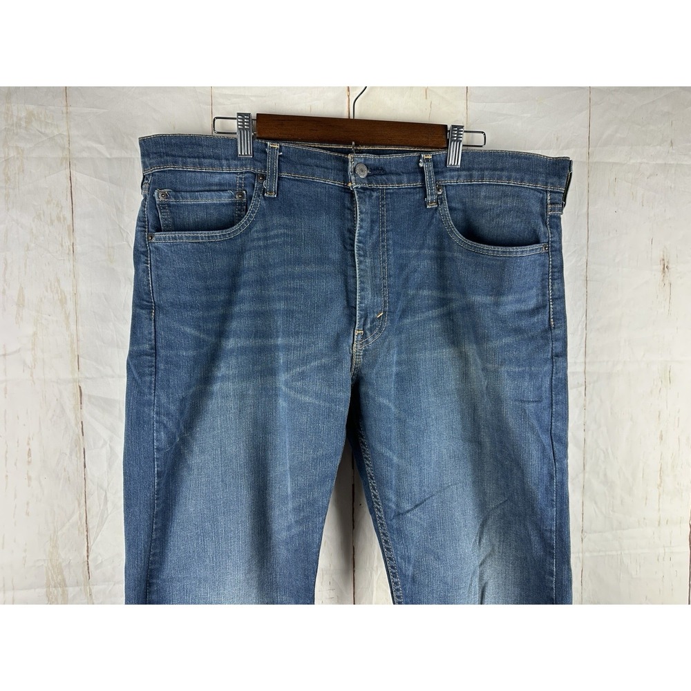 Levis 502 Jeans Mens 38x30 Blue Slim Fit Medium Wash Denim Blue Cotton Blend - Picture 7 of 9